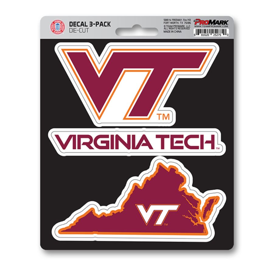 Virginia Tech Hokies Team Logo - Set Of 3 Sticker Sheet