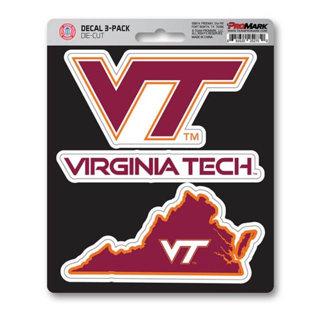 Virginia Tech Hokies Team Logo - Set Of 3 Sticker Sheet