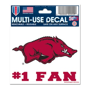 University Of Arkansas Razorbacks #1 Fan - 3x4 Ultra Decal at Sticker ...