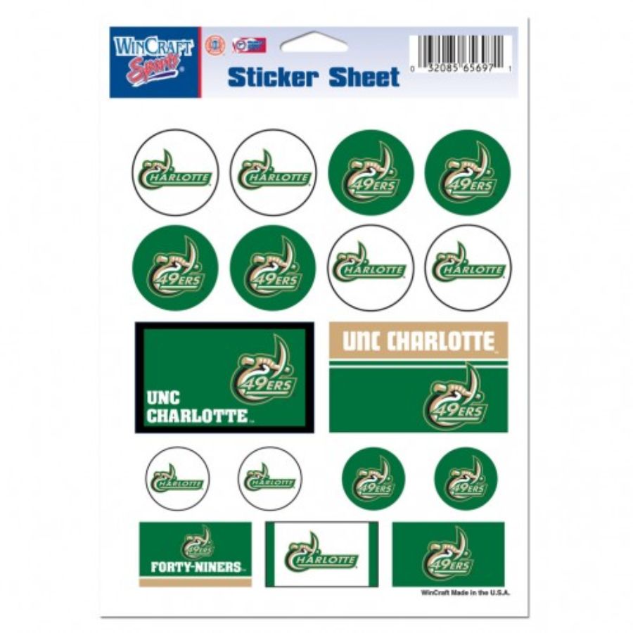 University Of North Carolina-Charlotte 49ers - 5x7 Sticker Sheet
