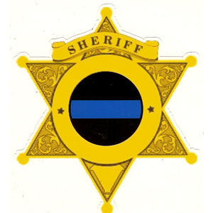 6 Point Sheriff Thin Blue Line Badge - Decal