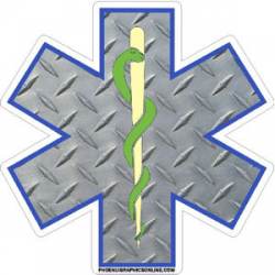Star Of Life Diamond Plate - Sticker