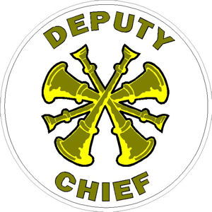 Rank Crossed Bugles FD Gold Reflective Vinyl Decal Deputy Chief 
