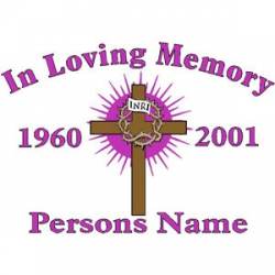 Custom In Loving Memory Cross - Vinyl Sticker