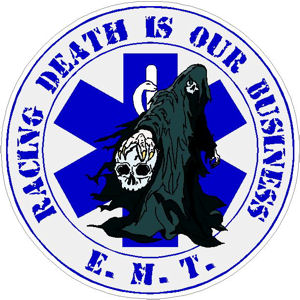 EMT Racing Death Is Our Business Vinyl Sticker at Sticker Shoppe