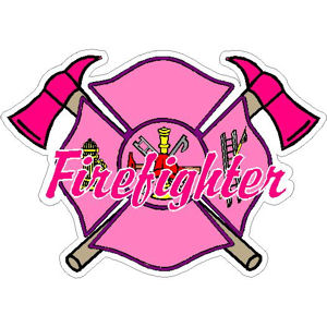Firefighter Ladies Pink Maltese Cross with Axes - Decal