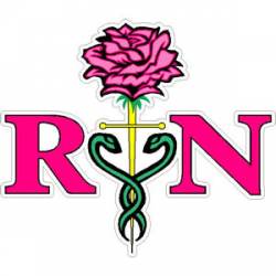 Registered Nurse With Pink Rose - Decal