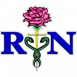 Registered Nurse With Pink Rose - Sticker