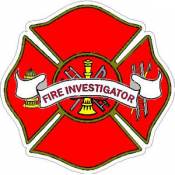 Fire Investigator Maltese Cross Vinyl Sticker