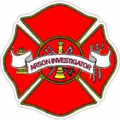 Red Maltese Cross Arson Investigator Vinyl Sticker