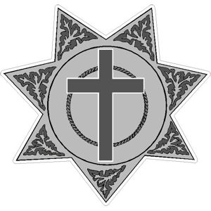 7 Point Star Sheriff Badge With Cross - Decal at Sticker Shoppe