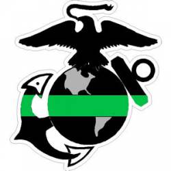 United States Marine Logo Thin Green Line - Sticker