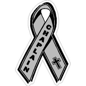 Thin Silver Line Chaplain Ribbon - Sticker