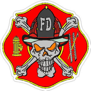 Firefighter Maltese Cross Skull & Crossed Bones - Sticker at Sticker Shoppe