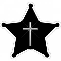 Police 5 Point Badge with Cross - Sticker