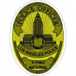 City of Los Angeles Police Dept. Badge - Yellow Sticker