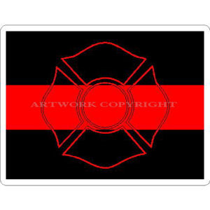 Thin Red Line Maltese Cross - Sticker at Sticker Shoppe