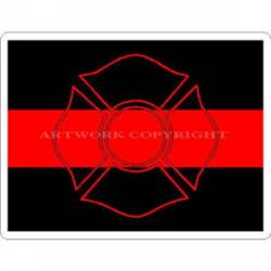 Thin Red Line Maltese Cross - Sticker