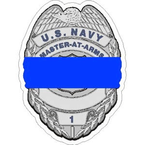 Thin Blue Line US Navy Master At Arms Badge - Sticker