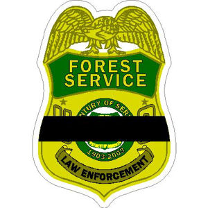 Forest Service Law Enforcement Badge Black Line - Vinyl Sticker at