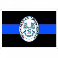 Thin Blue Line Connecticut State Seal - Vinyl Sticker