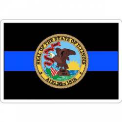 Thin Blue Line Illinois State Seal - Vinyl Sticker