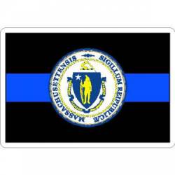 Thin Blue Line Massachusetts State Seal - Vinyl Sticker