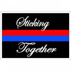Thin Red & Blue Line Sticking Together Script - Sticker