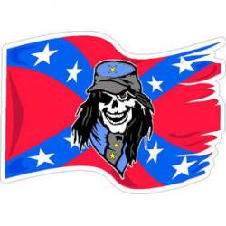Confederate Flag Waving With Rebel - Sticker