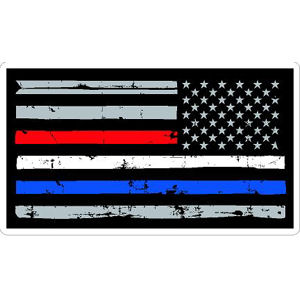 Thin Red Blue White Line Flag Distressed Reveresed - Vinyl Sticker