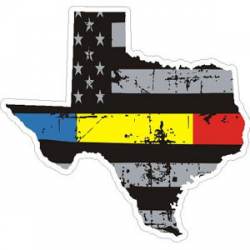 Texas Thin Blue Yellow Red Line - Sticker