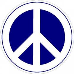 Blue & White Round Peace Sign - Sticker