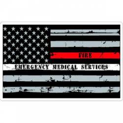 Thin Red & White Line Distressed American Flag Vinyl Sticker