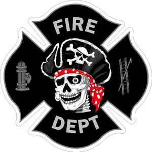 Fire Dept Maltese Cross Pirate - Sticker
