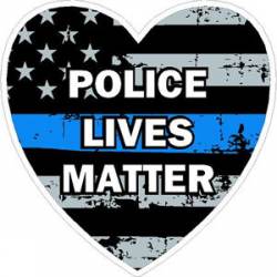 Thin Blue Line Police Lives Matter Distressed Heart Vinyl Sticker