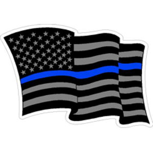 Thin Blue Line US Flag Waving Subdued - Sticker