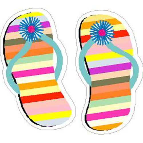 flip flops with rainbow logo