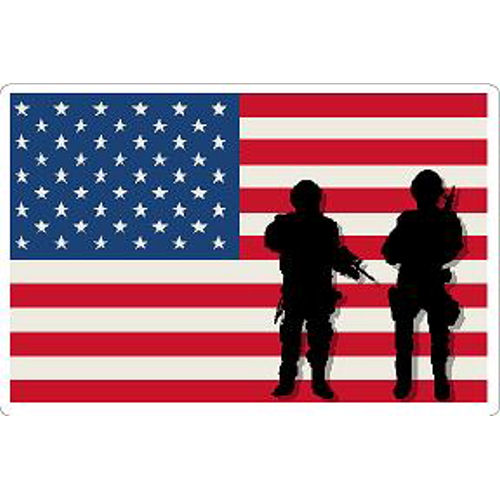 American Flag With Solider Silhouettes - Vinyl Sticker