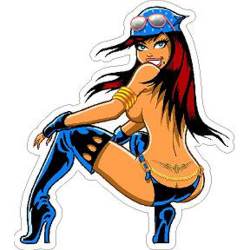 Blue Sunglasses Pin Up Girl - Vinyl Sticker