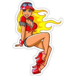 Racing Pin Up Girl - Vinyl Sticker