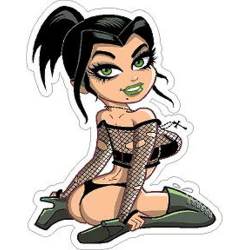 Pin Up Girl Green Lips - Vinyl Sticker