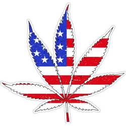 American Flag Cannabis Symbol - Vinyl Sticker