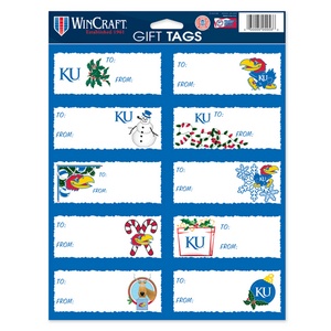 University Of Kansas Jayhawks - Sheet of 10 Christmas Gift Tag Labels
