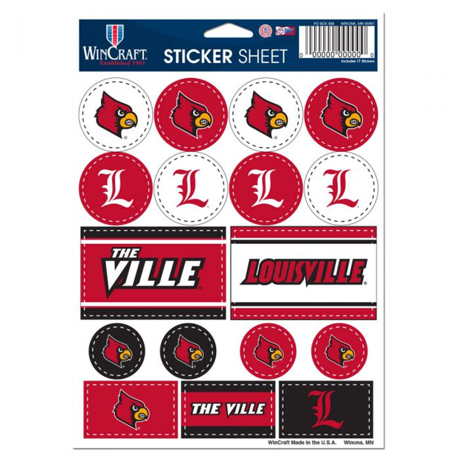 University Of Louisville Cardinals - 5x7 Sticker Sheet at Sticker Shoppe