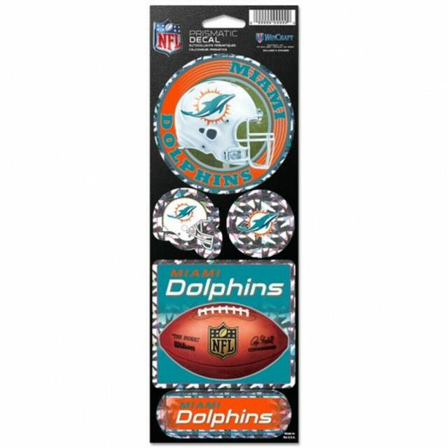 Miami Dolphins - Set Of 5 Prismatic Sticker Sheet