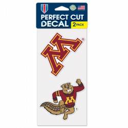 University Of Minnesota Golden Gophers Maroon  - Set of Two 4x4 Die Cut Decals
