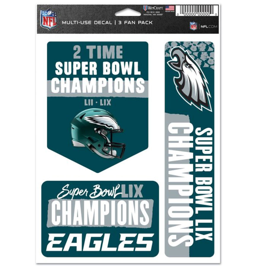 Philadelphia Eagles Super Bowl LIX 59 Champions - Sheet Of 3 Fan Pack ...