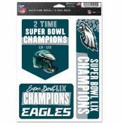 Philadelphia Eagles Super Bowl LIX 59 Champions - Sheet Of 3 Fan Pack Stickers