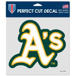 Oakland Athletics White & Green Outline Logo - 8x8 Die Cut Decal