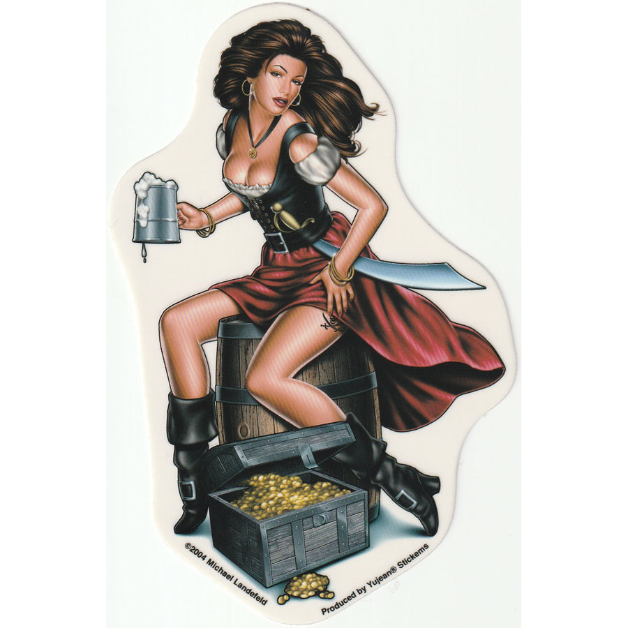 Booty Call Pirate Pin Up Girl - Vinyl Sticker